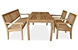KMH®, 4-teilige Gartensitzgruppe "LEA" mit 180 cm langem Tisch für 6 Personen (ECHT TEAK) (#102214)