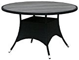 KMH®, Gartentisch mit scharzem Polyrattan und dunkelgrauer Tischplatte (Ø 120cm) (#106080)