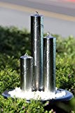 Köhko 127 cm Springbrunnen 22006 aus Edelstahl mit LED-Beleuchtung Säulenbrunnen