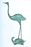 Kranich Gartenfigur stehend auf Schildkröte *52 cm* Fischreiher Vogel Metallfigur Garten Figur Deko