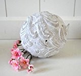 Kugel Keramik Dekokugel Gartenkugel ca. 12cm Durchmesser grau weiß shabby Ornament Deko rustikal Garten