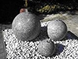 Kugelbrunnen Quellkugel 3er-Set 40/30/20 cm Granit grau poliert Gartenbrunnen