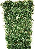 Künstliche Efeu-Hecke auf naturfarbenem Spalier aus Weidenholz, erweiterbar, PVC, dunkelgrün, 200 x 5 x 100 cm