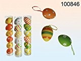 Kunststoff-Ostereier am Band - 6 cm - 4-farbig - 6 Stück - verschiedene Motive