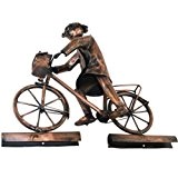 Kupferfigur Frau auf Fahrrad für die Dachrinne, 35 cm "Echt Kupfer Handarbeit" Dachrinnenfiguren, Dachschmuck, Hausschmuck