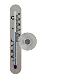 Lantelme 5056 Aluminium Bimetall Analog Fenster Außen Thermometer . Alu Fensterthermometer mit Saugnapf / Flach