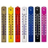 Lantelme 5659 Zimmer-Innen-Thermometer Set 7 Stück, Analog. Kunststoff verschiedene Farben in pink, gelb, weiss, blau, beige, schwarz und rot