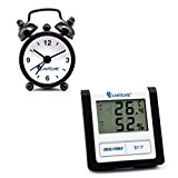 Lantelme 6004 Digitalthermometer und Analog Zeitanzeiger im Set - Digital Thermometer mit Hygrometer Min - Max Anzeige und Wecker schwarz ...