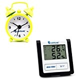 Lantelme 6006 Digitalthermometer und Analog Zeitanzeiger im Set - Digital Thermometer mit Hygrometer Min - Max Anzeige und Wecker gelb ...
