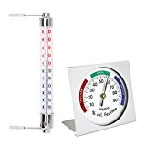 Lantelme 6120 Edelstahl Wiener Fensterthermometer und Alu Hygrometer im Set - Mechanische Temperatur und Luftfeuchte Messung