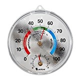 Lantelme Präzisions - Thermometer / Hygrometer verchromt . Kombigerät für Innen oder Außen . Raumklima / Thermohygrometer