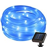 LE LED Solar Lichterkette Solarlichterkette Lichtschlauch Blau, 5 Meter, Wasserdicht, 50 LEDs, 1,2V, tragbar, mit Lichtsensor, Lichtkette, Aussenleuchte, Außenlichterkette, Weihnachtsbeleuchtung, ...