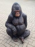 Lebensgroßer Gorilla sitzend Affe Figur Statue Afrika Deko 116 cm
