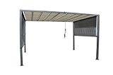 LECO hochwertiger Lamellenpergola in edlem anthrazit und lichtgrau, solide Stahlkonstruktion mit Dach aus Textil, 370 x 295 x 245 cm, ...