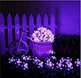 LED Blumen Solar Lichterkette 7 Meter 50er, Wasserdicht, Außenlichterkette, Weihnachtsbeleuchtung, Solar Blüten Leuchtkette für Garten, Hochzeit, Party usw. (Lila)