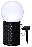 LED-Solar-Kugel mit Sockel in Rattanoptik, Farbe: weiss / schwarz, ca. 25 x 47 cm, 1 warm white LED, mit Solarpanel, ...