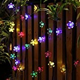 Led Solar Lichterkette Blüten, (7M) 50 LED Wasserdicht Weihnachtsbeleuchtung Außen für Garten, Bäume, Terrasse, Weihnachten, Hochzeiten, Partys, Innen- und (Mehrfarbig)