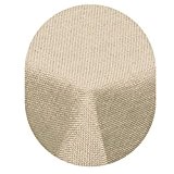 Leinen Optik Tischdecke Oval 160x220 cm Beige Sand Natur · Oval Farbe & Größe wählbar mit Lotus Effekt - Wasserabweisend