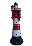 Leuchtturm rot weißer Turm Höhe ca. 50 cm Ø 18 cm Solar LED Beleuchtung Gartendekoration