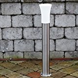 LHG Wegeleuchte aus Edelstahl | Lampenglas der Wegelampe aus Milchglas | moderne Außenleuchte | Höhe 80cm