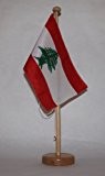Libanon Tischflagge 15x25 cm in Profiqualität, mit 42 cm Massivholz - Tischständer