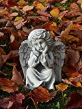Liebevolle Engel Figur aus Steinguss Gartenfigur frostfest Grabdeko