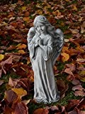 Liebevolle Engel Figur Gartenfigur aus Steinguss frostfest Grabdeko