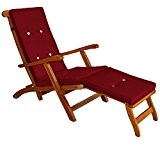 Liegenauflage Auflage Sonnenliege Deckchair Liegestuhl Leinenoptik Polster mit 8 Knöpfen und Haltebändern Rot