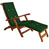 Liegenauflage Auflage Sonnenliege Deckchair Liegestuhl Leinenoptik Polster mit 8 Knöpfen und Haltebändern Grün