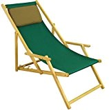 Liegestuhl Gartenliege grün Sonnenliege Kissen Strandliege Holz Deckchair Gartenmöbel 10-304 N KD