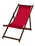 Liegestuhl, Holz, Rot ohne Armlehne mit dunkelbrauner Lasur, klappbar