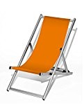 Liegestuhl, klappbar, Aluminium, Sitzbezug Orange, silber lackiert