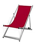 Liegestuhl, klappbar, Aluminium, Sitzbezug Rot, silber lackiert