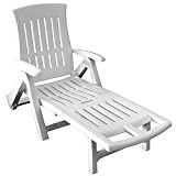 Liegestuhl Relaxliege Gartenliege Sonnenliege Rollliege klappbar und rollbar Lehne 5-fach verstellbar Kunststoff - Weiss