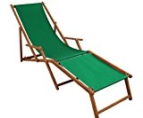 Liegestuhl Sonnenliege grün Fußablage Gartenliege Holz Deckchair Strandstuhl Gartenmöbel 10-304 F