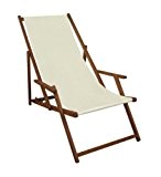 Liegestuhl weiß Gartenliege klappbare Sonnenliege Deckchair Strandstuhl Holz Gartenmöbel 10-303