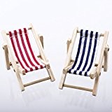 Liegestühle aus Holz - blau-weiß/rot-weiß - 5x8,5cm - 10 Stück - 77945