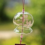 LIKAR Handgefertigtes Glas Windspiel zum Aufhängen Ornament Geschenk Sakura Cherry Blossom Muster
