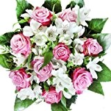 Lila-weißer Rosenstrauß mit Alstromerien - Blumenstrauß (Tipp zum Geburtstag)