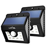 Litom 2 Stück 8 helle LED drahtlose Solarleuchten, 3 intelligente Modi, wetterfeste Sicherheitslampe