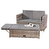 Lounge Gartenmöbel Sofa Bank Tisch klappbar Rattan Gartenset Sitzmöbel grau