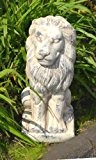 Löwe sitzend Keramik Keramiklöwe Skulptur creme grau Gartenskulptur Gartenfigur antik Optik ca. 28cm