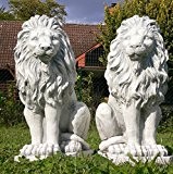 Löwen Paar weiß Steinfigur Steinguss Löwe + inkl. original Pflegeanleitung von Steinfiguren Welt