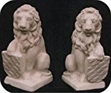 Löwenpaar / weiß (A23/A24), Tierfiguren aus Steinguss, 2 Stück, links + rechts , Höhe: je 40 cm, Gweicht: je 13kg