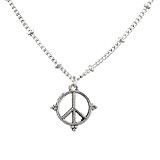 LUX Zubehör Boho Burnish Silber Charm Peace Zeichen Hippie Anhänger Halskette