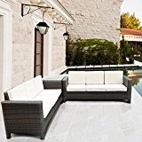 LuxuryGarden® Afef Rattan Gartenset Ecksofa Couch Korb Gartenmöbel Sitzgruppe