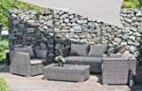Luxus Garten Lounge Set - Sofa, 2 Sessel, Tisch, inkl. Auflagen, Poly-Rattan-dunkelgrau