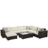 Luxus Poly-Rattan Sofa-Garnitur Melilla, Lounge-Set Gartengarnitur, Alu-Gestell