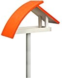 Luxus-Vogelhaus 31012e Design Vogelhaus "New Wave" aus Holz (Kiefer) für Garten, Balkon, mit Ständer, Schrägdach, Farbe: weißŸ-orange - Vogelhäuschen Vogel-Futterhaus
