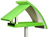 Luxus-Vogelhaus 31014e Design Vogelhaus "New Wave" aus Holz (Kiefer) für Garten, Balkon, mit Ständer, Schrägdach, Farbe: weißŸ-grün - Vogelhäuschen Vogel-Futterhaus